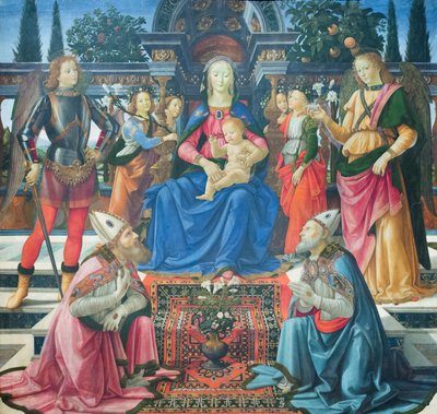 Madonna og barn med erkeenglene og med de hellige biskopene Justus og Zenobius av Domenico (1449 94) Ghirlandaio