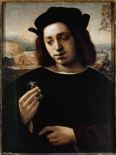 Portrett av mennesket, kjent som gullet - olje på lerret av Domenico Ghirlandaio