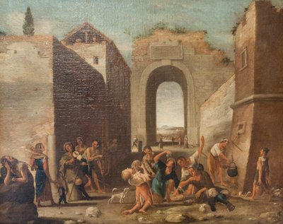 I Maccaronari (olje på lerret) av Domenico (1612 75) Gargiulo