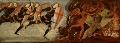 St. Michael og englene i krig med djevelen (tempera på trepanel) av Domenico Ghirlandaio