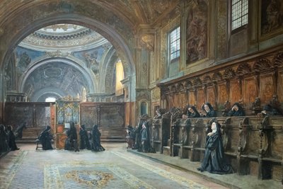 Koret til kirken Saint Mary Donnaregina nuova, andre halvdel av 1800-tallet (olje på lerret) av Domenico Battaglia