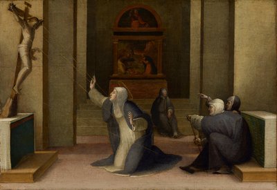 Den hellige Katarina av Siena mottar Stigmata, ca. 1513-15 (olje og bladgull på panel) av Domenico Beccafumi