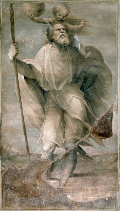Den hellige Christopher. Maleri av Domenico Beccafumi (1486-1551) av Domenico Beccafumi