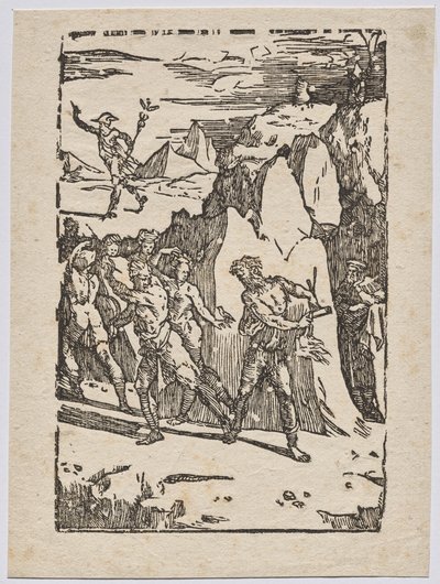 De alkymiske egenskapene til metall: Mercury, Vulcan og Alchemist in the Cave av Domenico Beccafumi