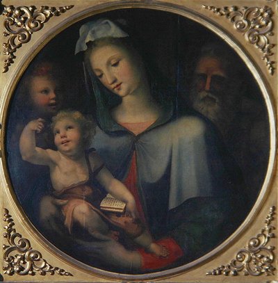 Den hellige familie med den unge døperen Johannes, ca. 1518 (olje på panel) av Domenico Beccafumi