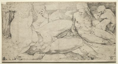 Tre mannlige nakenbilder, andre kvartal 1500-tallet. av Domenico Beccafumi