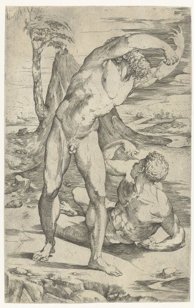 To nakne menn i et landskap av Domenico Beccafumi