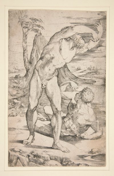 To nakne menn i et landskap av Domenico Beccafumi