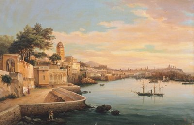 Utsikt over Genova fra hagene til Palazzo Doria Pamphilj, av Pasquale Domenico Cambiaso (1811-1894), Italia av Domenico Cambiaso