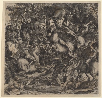 Battle of Nude Men av Domenico Campagnola