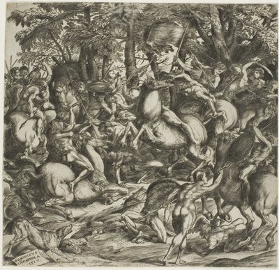 Slaget om de nakne menn av Domenico Campagnola