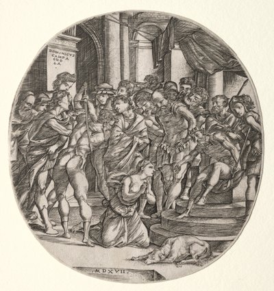Halshugging av Saint Catherine av Domenico Campagnola
