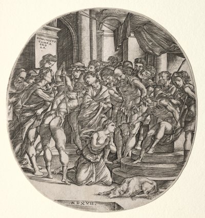 Halshugging av Saint Catherine, 1517. av Domenico Campagnola