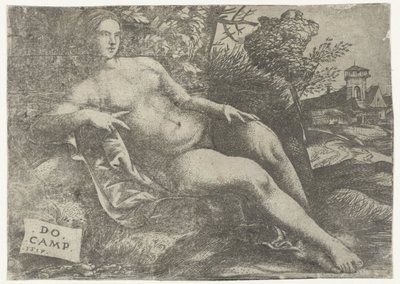 Tilbakelent Venus i landskapet av Domenico Campagnola