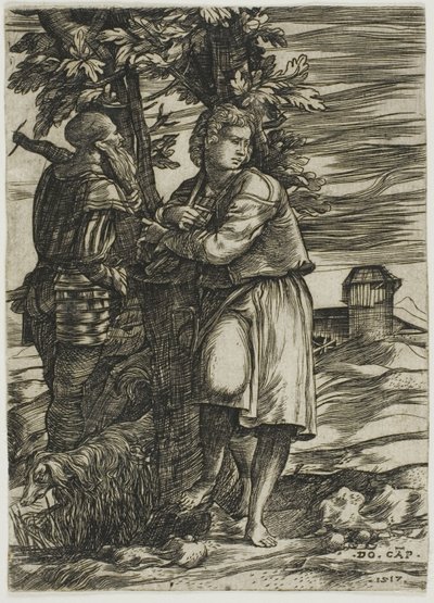 Shepherd og Old Warrior av Domenico Campagnola