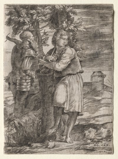 Shepherd og Old Warrior av Domenico Campagnola