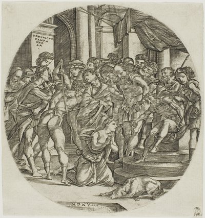 Halshuggingen av Saint Catherine av Domenico Campagnola