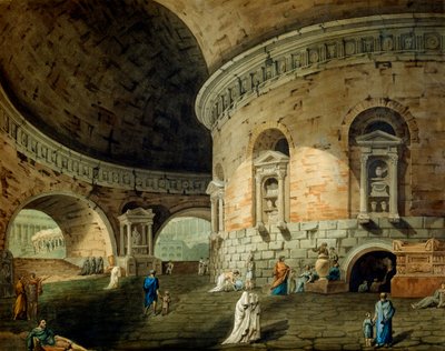 Scenografi for et teaterstykke, tidlig på 1800-tallet av Domenico Corsini