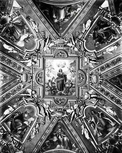 Jomfru av den ubesmittede unnfangelse med helgener og engler, i Cappella Paolina, ca. 1611 (s/hvitt-bilde) av Domenico Cresti Passignano