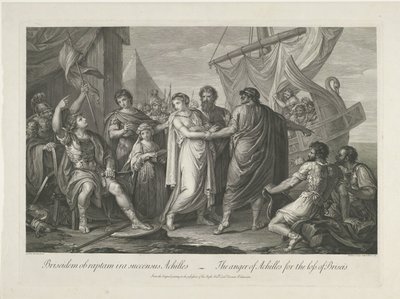 Akilles gir beskjed om tapet av Briseïs Achilles sinne for tapet av Briseis (tittel på objekt) av Domenico Cunego