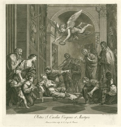 Dood van de heilige Cecilia Jomfruen og martyrens død Cecilia (tittel på objekt) Italiensk schilderkunst (serietittel) Italian School of Painting (serietittel) av Domenico Cunego