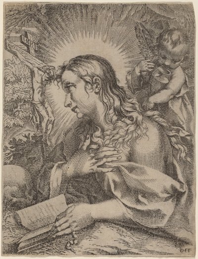 Den angrende Magdalena av Domenico Falcini after Francesco Villamena after Francesco Vanni
