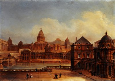 Sammensatt utsikt over parisiske monumenter, ca. 1836 (olje på papir på lerret) av Domenico Ferri