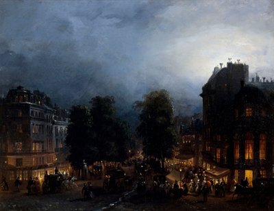 Italienernes boulevard om natten (1835) av Domenico Ferri av Domenico Ferri