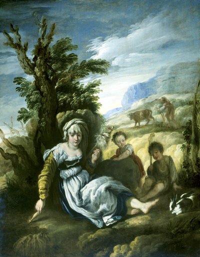 Adam og Eva på jobb av Domenico Fetti or Feti