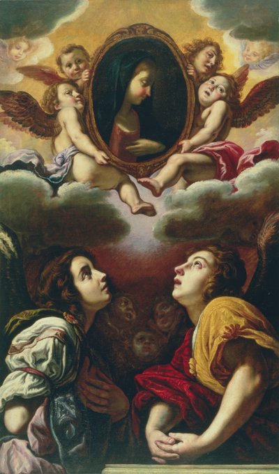 Flyvende og tilbedende engler, 1613-4 av Domenico Fetti or Feti