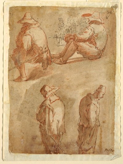 Figurstudier av fem menn av Domenico Gargiulo, called Micco Spadaro