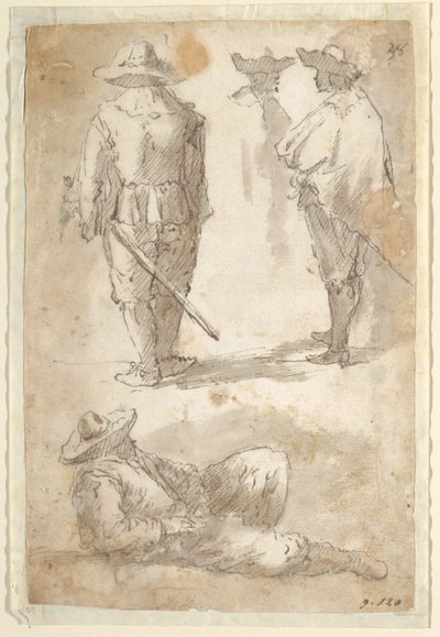 Figurstudier av soldater av Domenico Gargiulo, called Micco Spadaro