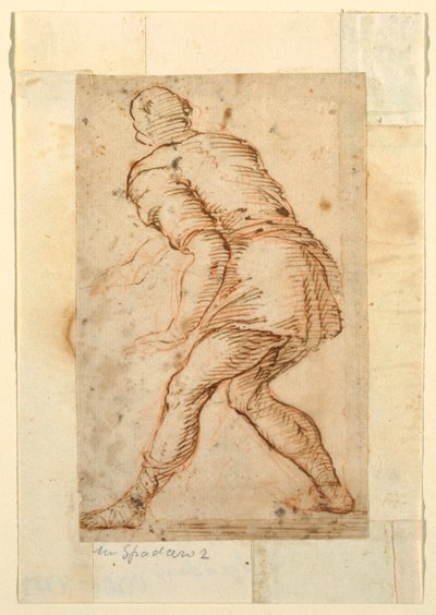Figurstudie av en mann av Domenico Gargiulo, called Micco Spadaro