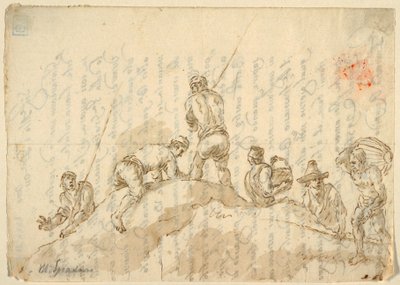 Figurer på en bakke av Domenico Gargiulo, called Micco Spadaro
