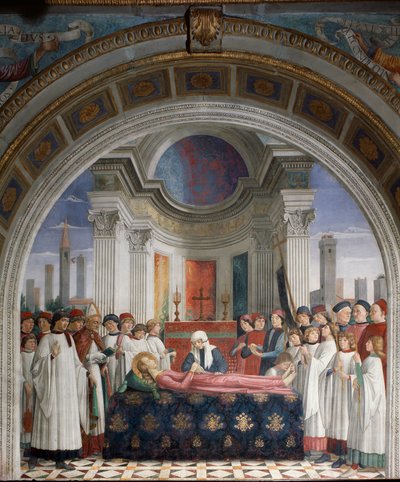 Begravelsen til Saint Fina - Fresco av Domenico Ghirlandaio