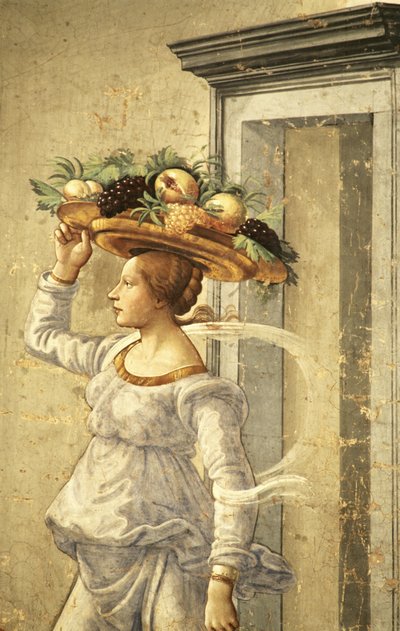 Kvinne som bærer frukt, fra fødselen til døperen Johannes av Domenico Ghirlandaio