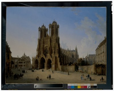 Katedralen i Notre-Dame, Reims med en prosesjon av kommunikanter av Domenico II Quaglio