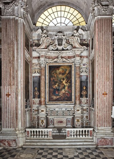 Bebudelse, alter, sjette kapell, ca. 1679 (olje på lerret) 345 x 200 cm av Domenico I Piola