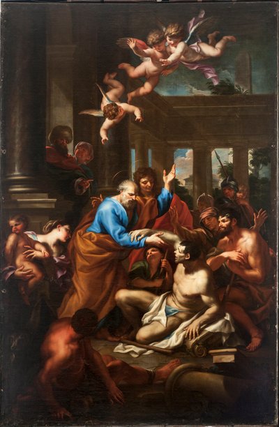The Miracle of Saint Peter (olje på lerret av Domenico I Piola