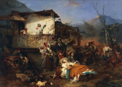 Flyktninger fra landsbybrannen, av Domenico Induno av Domenico Induno