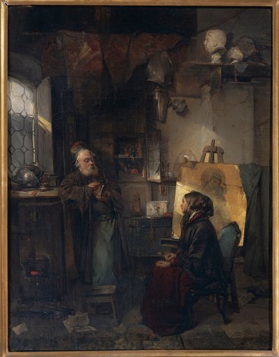 The Aged Moneylender undersøker de siste smykkene til Lady Fallen on Hard Times, av Domenico Induno av Domenico Induno