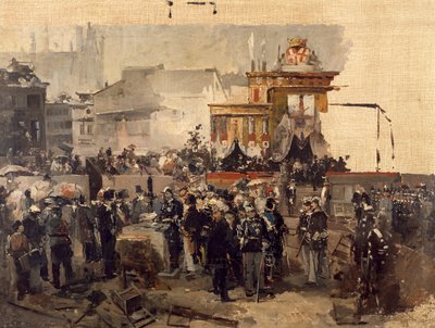 Nedleggingen av hjørnesteinen til Galleria Victor Emmanuel II i Milano, 7. mars av Domenico Induno