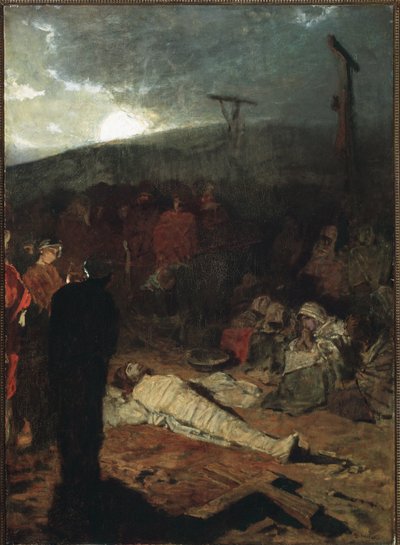 Balsamering av Jesu Kristi kropp etter korsfestelsen - olje på lerret av Domenico Morelli