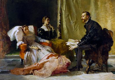 Torquato Tasso (1544-1595) leser Jerusalem levert til Eleonora d'Este av Domenico Morelli