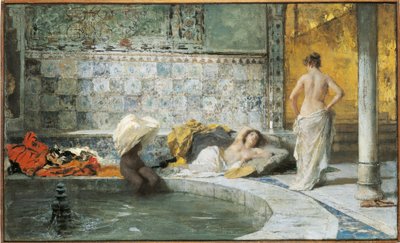 Tyrkisk bad (olje på lerret) av Domenico Morelli