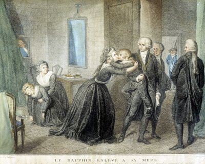 Louis-delfinen kidnappet fra sin mor Marie Antoinette (i deres tempelfengsel), 1. juli av Domenico Pellegrini