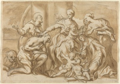Madonna omgitt av hellige av Domenico Piola