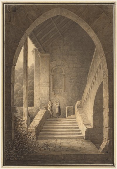 Ytre trapp av en gotisk ruin av Domenico Quaglio