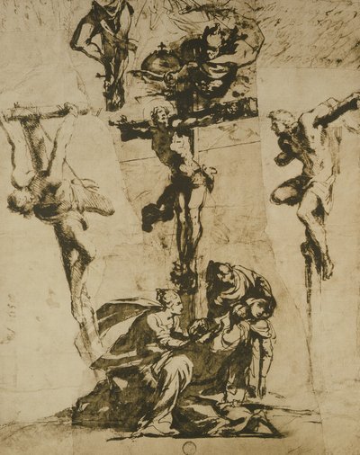 Studie av korsfestelsen og den besvimende jomfruen av Domenico Robusti Tintoretto