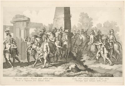 Soldater ved obelisk Triumf av Alexander den store i Babylon (serietittel) av Domenico Rossetti